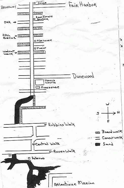 Map showing route from Atlantique to Fair Harbor