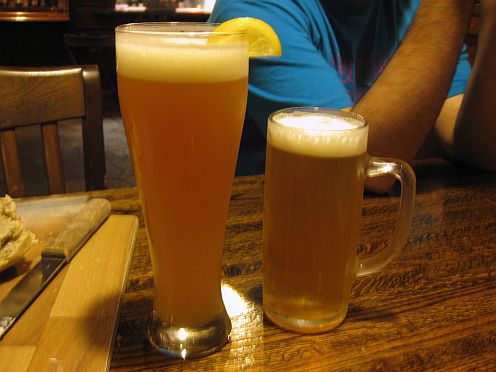 a hefe-weisen and pilsner