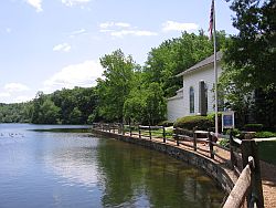 Church and pond