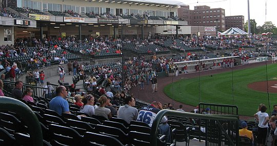 the stands at a baseball stadium