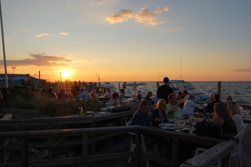 sunset over the bay