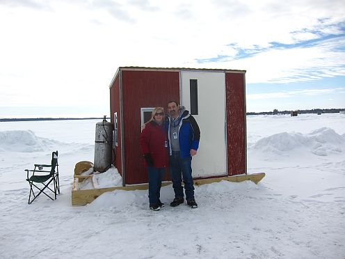ice shanty used for ice fishing