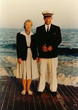 man and woman in uniform