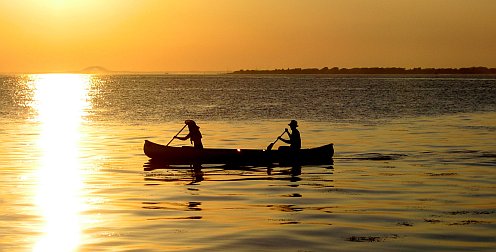 two people in a canoe