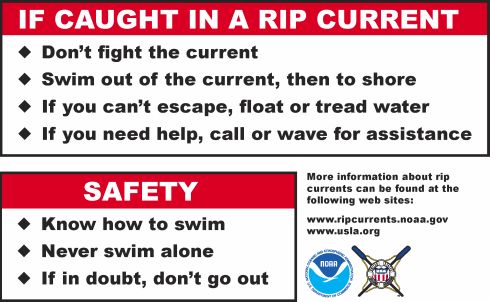 Rip current safety tips