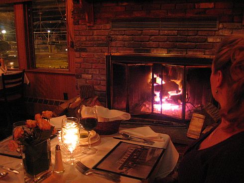 table near the fireplace