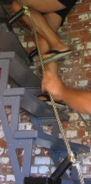 A very steep staircase in the lighthouse