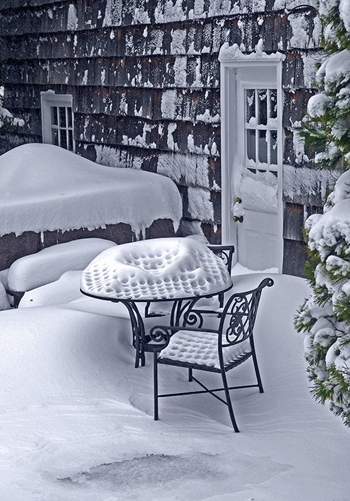 table covered with snow