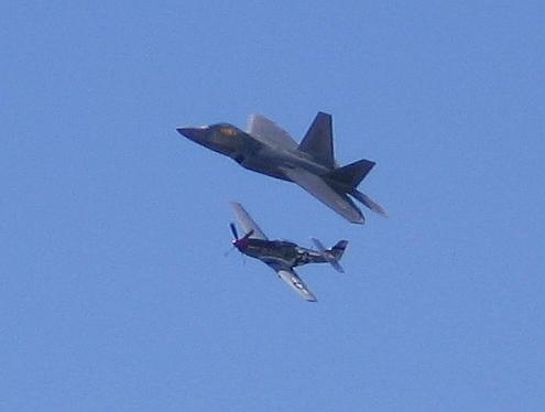 F-22 and a P51 Mustang