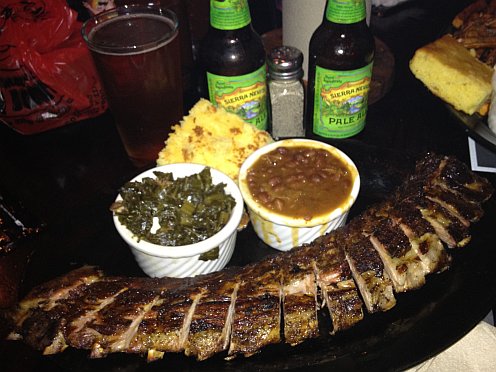 a full rack of bbq'd ribs